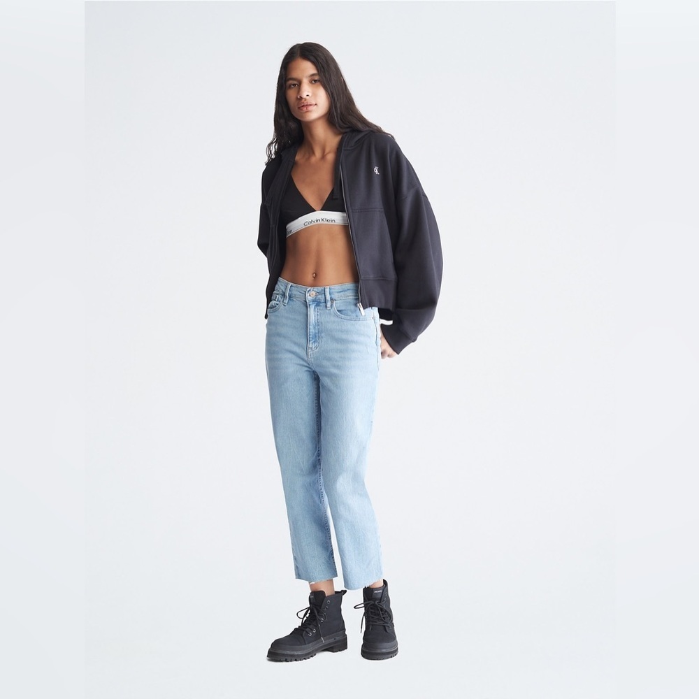 Calvin Klein Straight Fit High Rise Vintage Blue Ankle Jeans